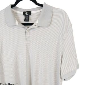 CK Calvin Klein Men's Striped Grey Polo Shirt XL